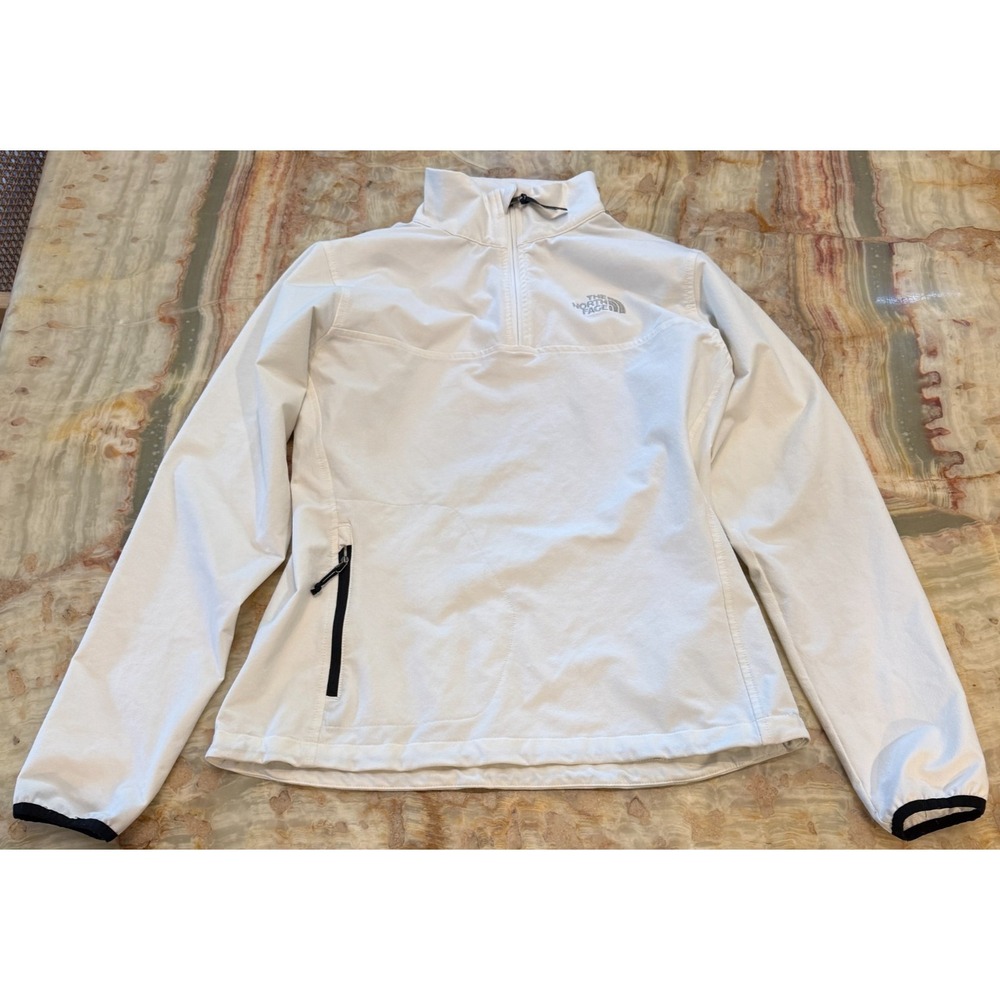 The North Face Womens Apex Bionic 1/4 Zip Pullover Jacket Ivory Softshell Size M